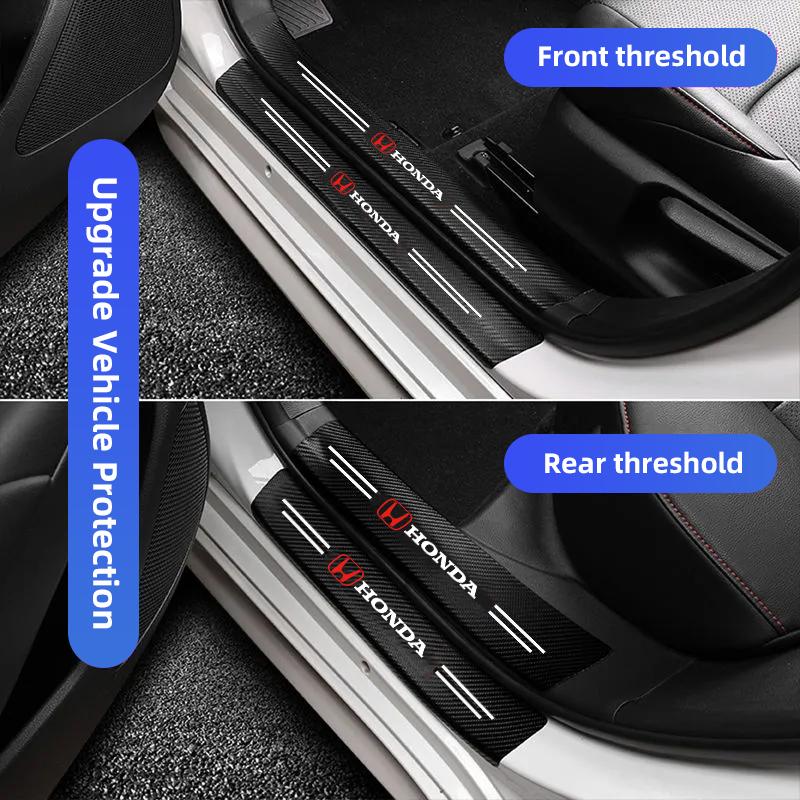 Car Front Rear Door Threshold Stickers Emblem Carbon Fiber For Honda Civic FIT Accord Prelude CRV 5th City CRZ CRX Jazz Pilot FJ6 Rlgc6