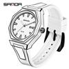 SANDA Fashionable Men's Quartz Watch Waterproof Silicone Strap Unique Scale Calendar Creative Lines Student Watches