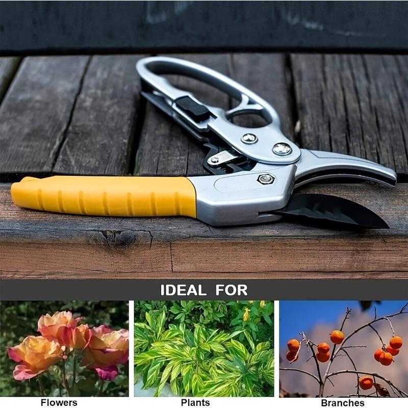 8" Durable Professional Ratchet Garden Pruning Shears - 3-Stage Anvil Design For 5X More Cutting Power, Ideal For Weak Hands