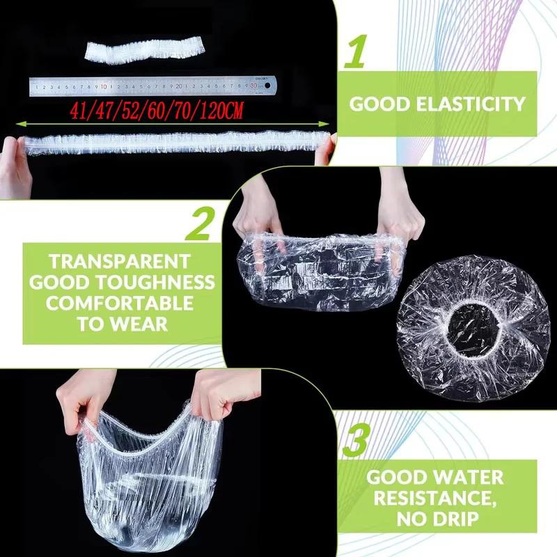 Disposable shower cap Waterproof Woman Head Hair Cover beauty and hair cap for hotels Elastic Plastic Food Cover Bathing Hat
