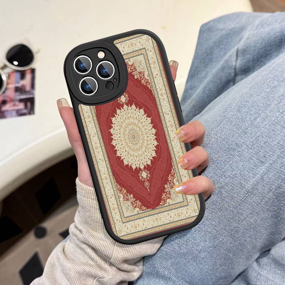 Persian Carpet Floral Pattern Phone Case For IPhone 16 15 14 13 12 11 Pro Max Plus Leather Shockproof Cover