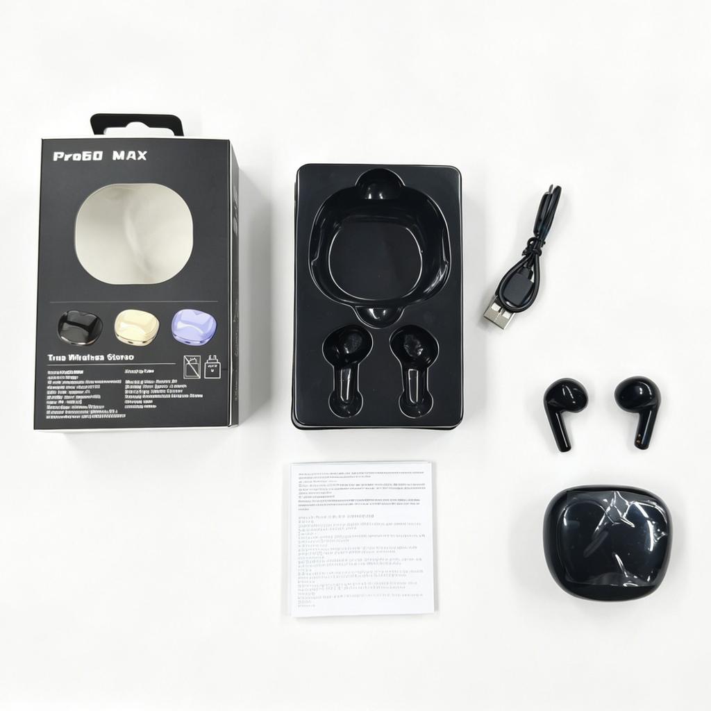 True Wireless 5.4 Earbuds, Half In-Ear Music Headphones, IPX4 Sweatproof Earphone, 150mAh Charging Case, Magnetic Charging, Dual Ear Call, To