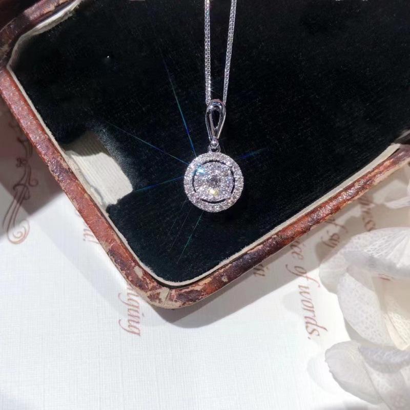 Versatile Ins Style Necklace: Heart, Round & Teardrop Pendant with Full Rhinestone Zirconia