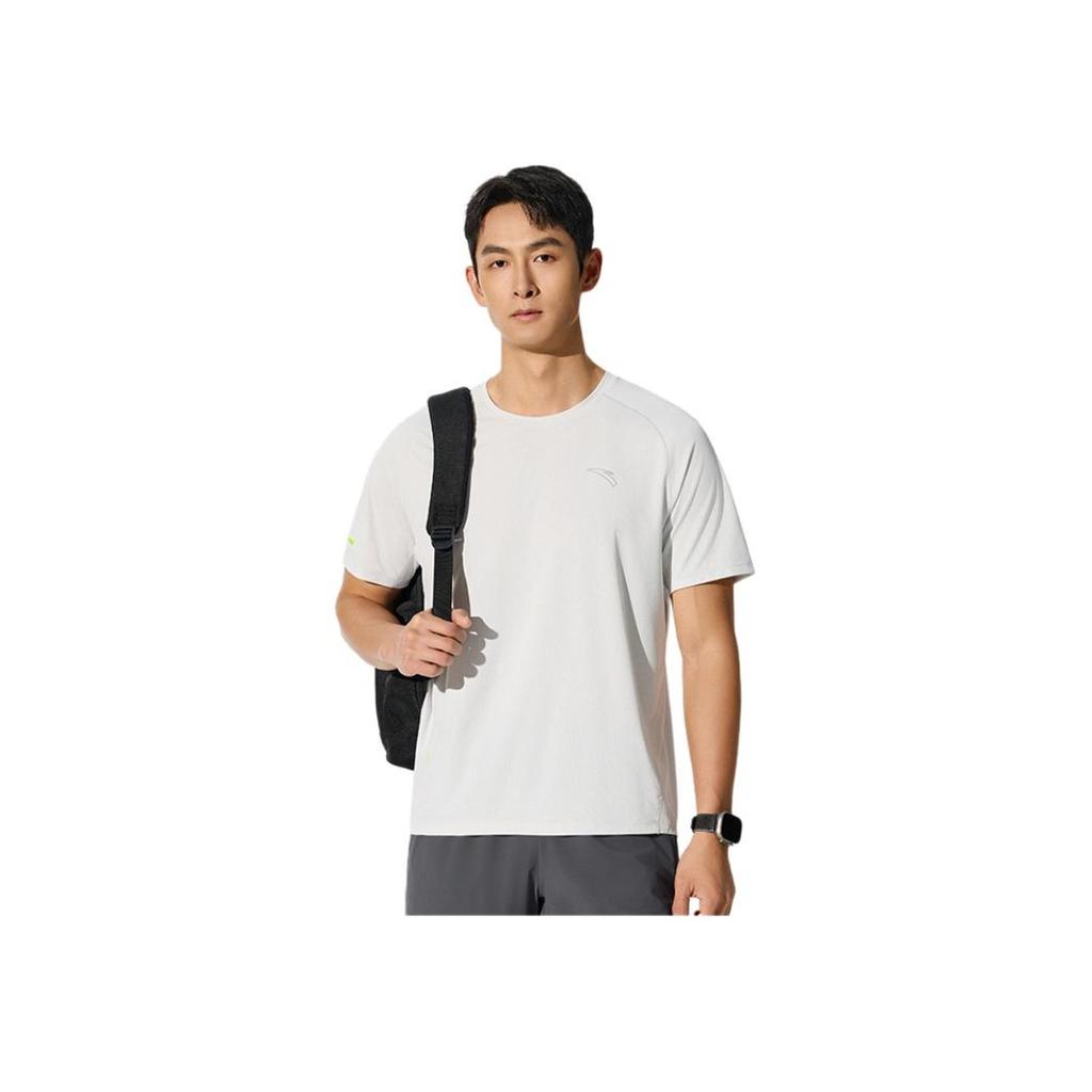 Anta Quick-Drying Breathable Round Neck Simple Comfortable Solid Color Short Sleeve T-Shirt Men Tops Clear-Wind-Gray 952525103-5