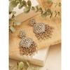Champagne Color Dazzling Stones & Cluster Beads Drop Dangler Earring For Women