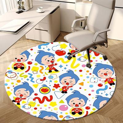 1pc Colorful Clown Pattern Round Carpet, Made of Polyester,Perfect for Decorating Office Chairs, Living Rooms