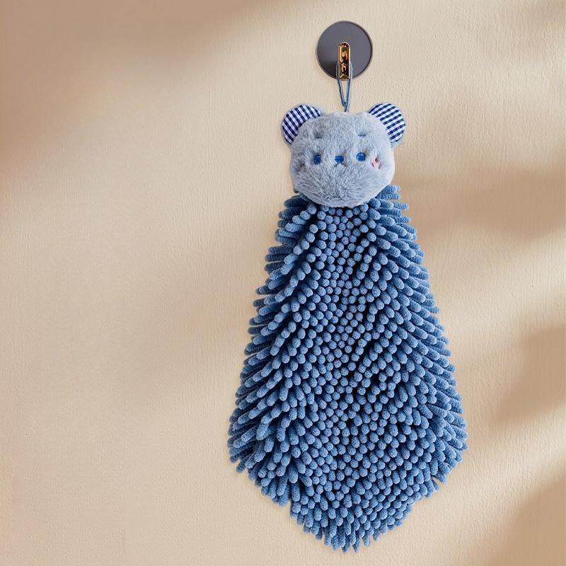 Household Hanging Bear Hand Towel Kitchen Bathroom Thickened Hand Towel High Value High-end Hand Towel