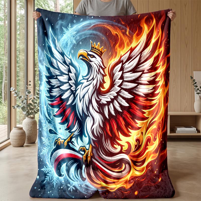 Poland Football Printed Flannel Blanket Skin Friendly Warm Decorative Throw for Indoor Couch Bed Daily Use