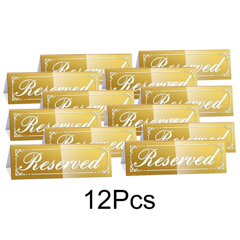 1/5/12Pcs/Pack Reserved Table Signs Wear-resistant Wedding Waterproof Acrylic Guest Reservation Gold Reserved Signs