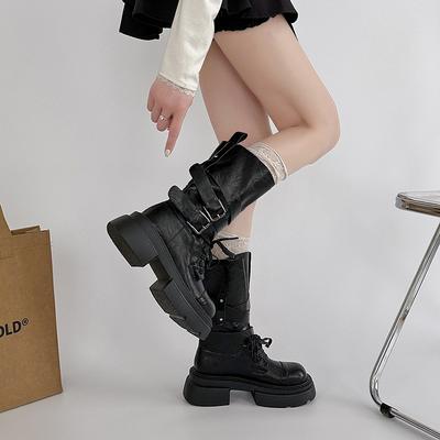 Retro Short Boots Belt Buckle Thick-soled Martin Boots Women's Design Thick Heel Short Boots Locomotive Boots Single Boots Tide