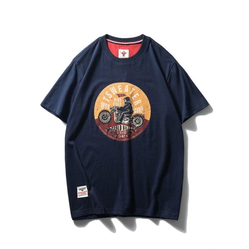 American Retro Short Sleeve T-Shirt Men's Pure Cotton Print Undershirt Trendy Trendy Bottoming Shirt Export Cattle Goods Cotton T-shirt