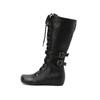 White Brown Women Mid Calf Boots Med Wedge Heel Big Size 50