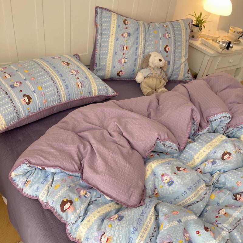 2026 New Cartoon Style Puffy Cotton Embroidery Bedding Set