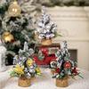 Small Tabletop Festival Display Tree Plush Trimmed Miniature Christmas Tree Festival Table Ornament for Home Decors