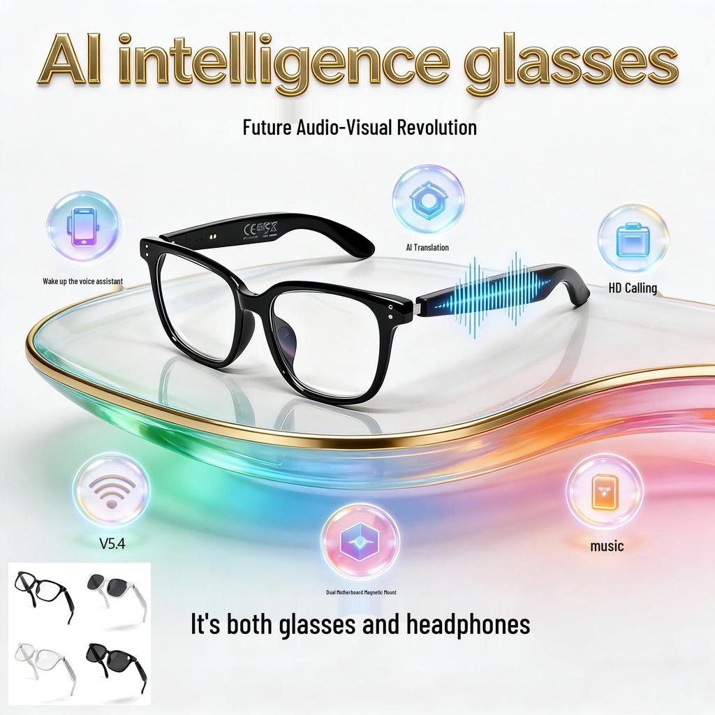 F66 AI Bluetooth Translation Glasses: Real-time 100+ Language Translation, Music & Calls Smart Eyewear