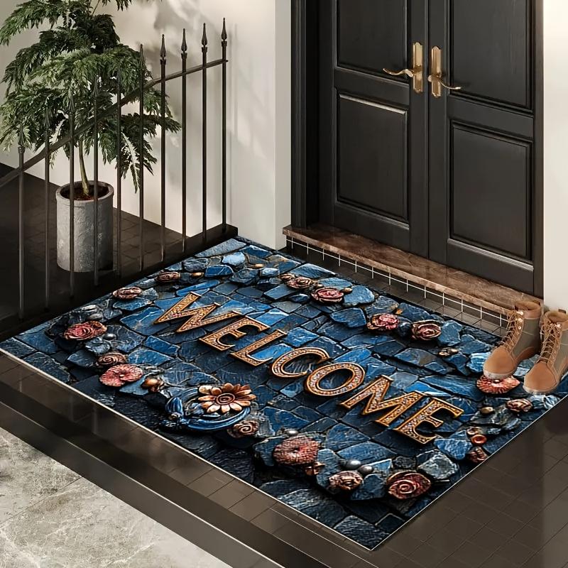 Kreatywny wycieraczka do drzwi domowych Flanelowy spód Dywan Dom Amerykański Retro Salon Wejście Drzwi Wycieraczka Wygodny dotyk Dekoracja domu