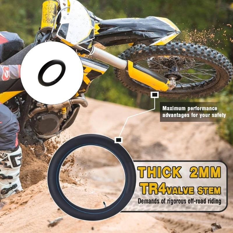 2Pcs Puncture Resistant Rubber Inner Tubes 3.25/3.50-16" for Various Off Road Motorcycle Models Size 90/100-16