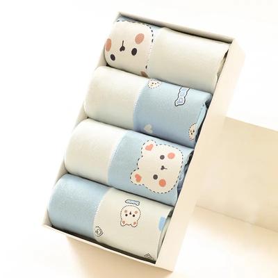 High Waist 4Pcs/Set Cotton Panties Women's Underwear Breathable Cute Print Girls Briefs Soft Female Lingerie