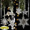 Clear Acrylic Christmas Snowflake Ornaments Xmas Tree Hanging Pendants Star Icicle Deer Winter Wonderland Party Crystal Decor