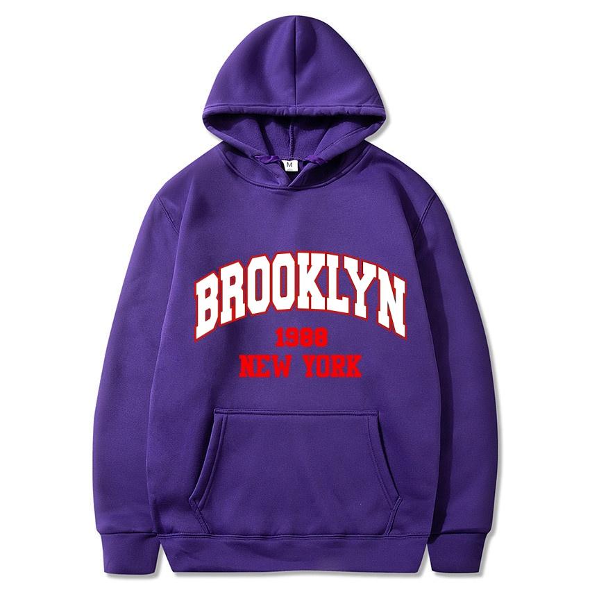 Autumn Winter Brooklyn1988 New York Printed Solid Color Hoodie Classic Coat Daily Casual Hoodie Street Sweatshirt Gift