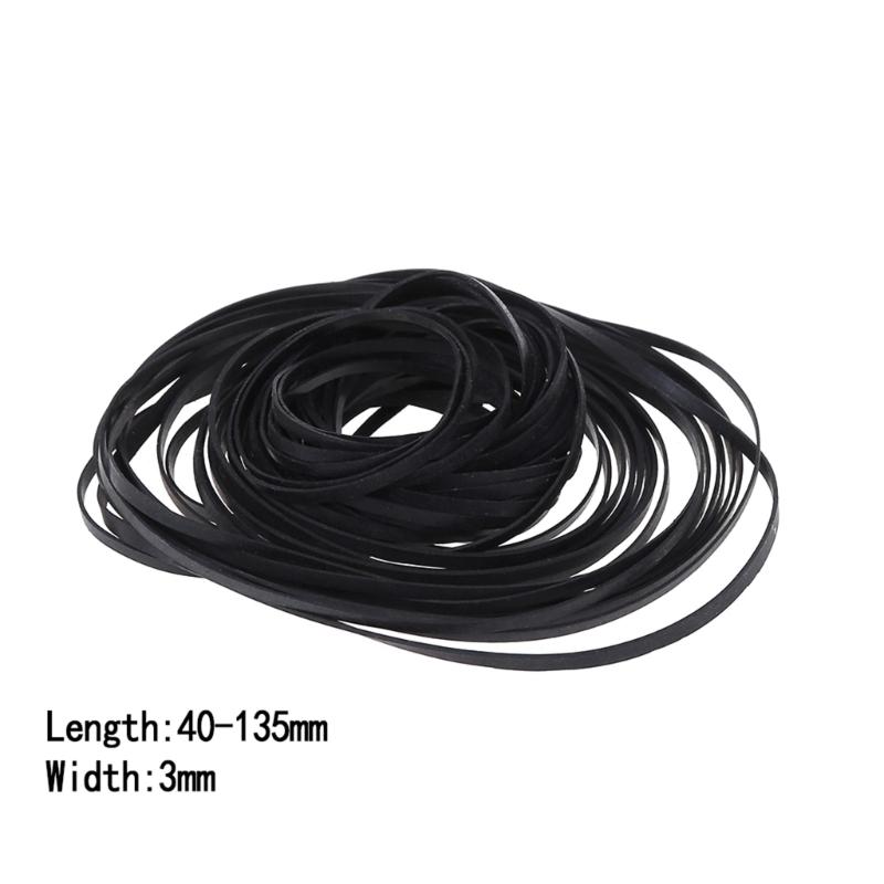 200PCS Square Cassette Tape Machine Belt Rubber Belts 3mm Width for Recorder DVDs Drive Turntables