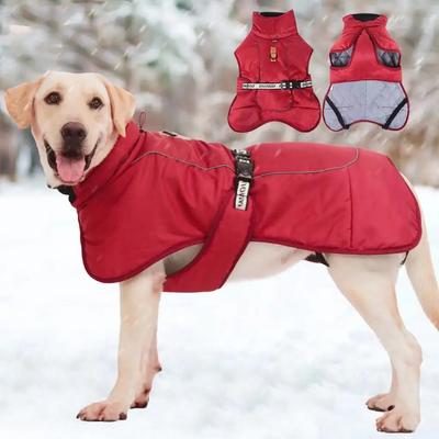 Winter Dog Clothes For Big Dogs Warm Fleece Large Dog Jacket Waterproof Pet Coat With Harness Labrador Clothing Pet Costume