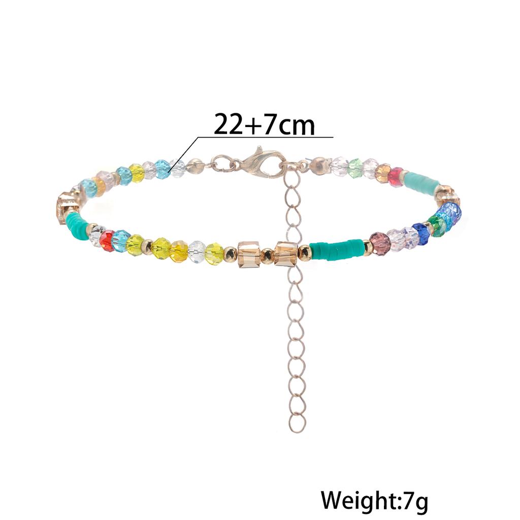 European and American simple fashion beach Bohemian style personality contrast color beaded ladies anklet