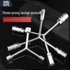 Three-Way Triangular Socket Wrench with Extended Hex Multi-Head for Auto Repair
