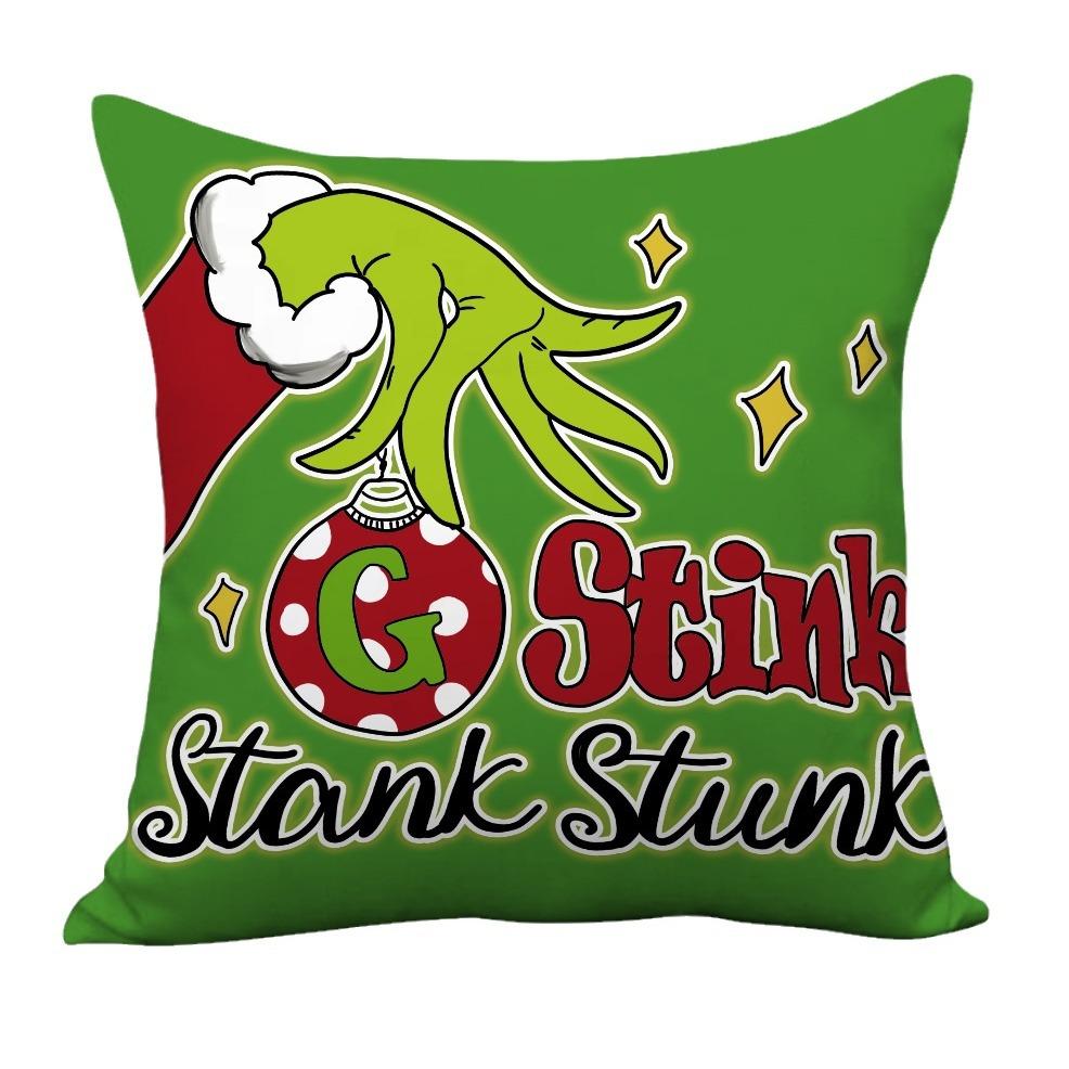 Nouvelle Housse de Coussin de Noël Grinch Dessin Animé Décoration Festive Maison Canapé