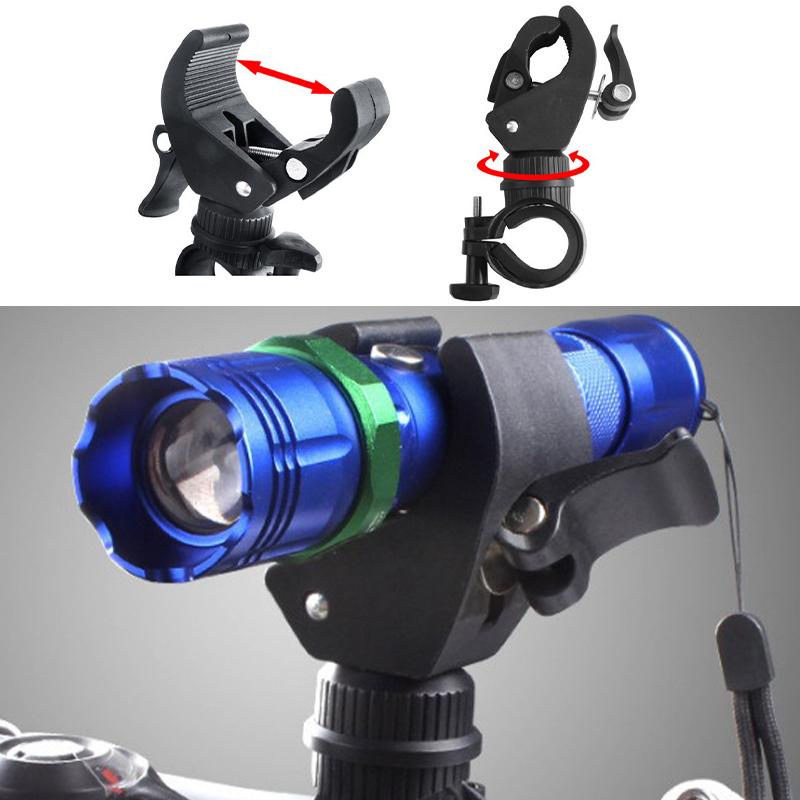 360 Degree Rotating Bike Bicycle Handlebar Led Flashlight Mount Clip Holder