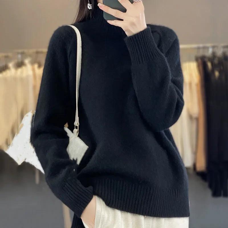Autumn and Winter Large Size Loose All-match Western Turtleneck Knitted Sweater Sweater Jacket To Keep Warm