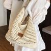 Holiday Style Woven Bag Women's Summer New Fashion Hollow Knitted Shoulder Bag Large-capacity Commuter Tote Bag
