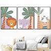 Regenbogen Sonne Löwe Elefant Giraffe Zebra Kinderzimmer Wandkunst Leinwandmalerei Nordische Poster und Drucke Bilder Baby Kinderzimmer Dekor