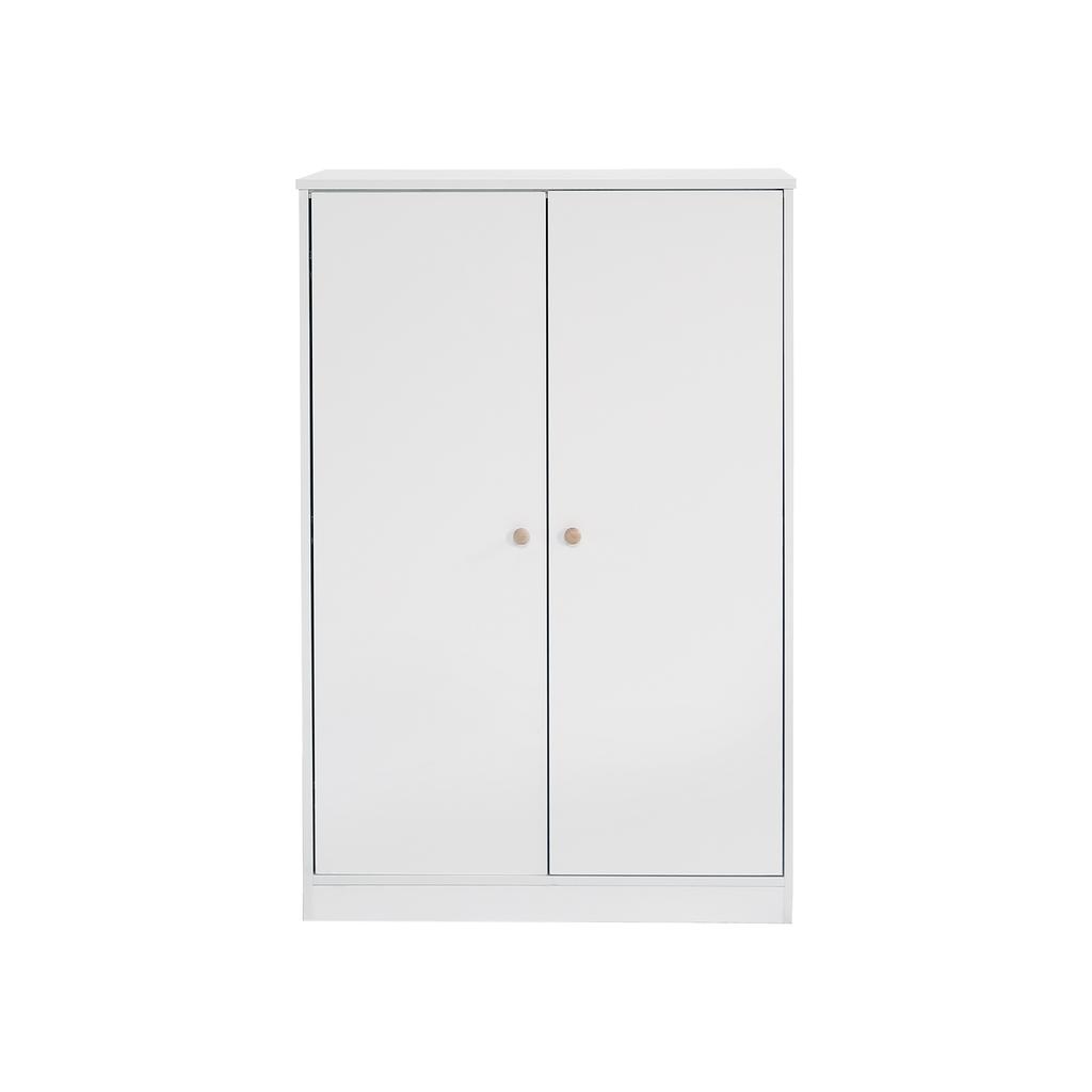 Small Wardrobe with Rail, 2-Door Wardrobe, Bedroom, Living Room, Children's Wardrobe, MDF, White
