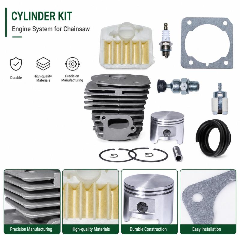 45mm Zylinder Kolben Satz Für Husqvarna 340 345 350 268 353 250 Wartungskit Luftfilter Zündkerze Kraftstoffschlauch Zylinderdichtung Teile
