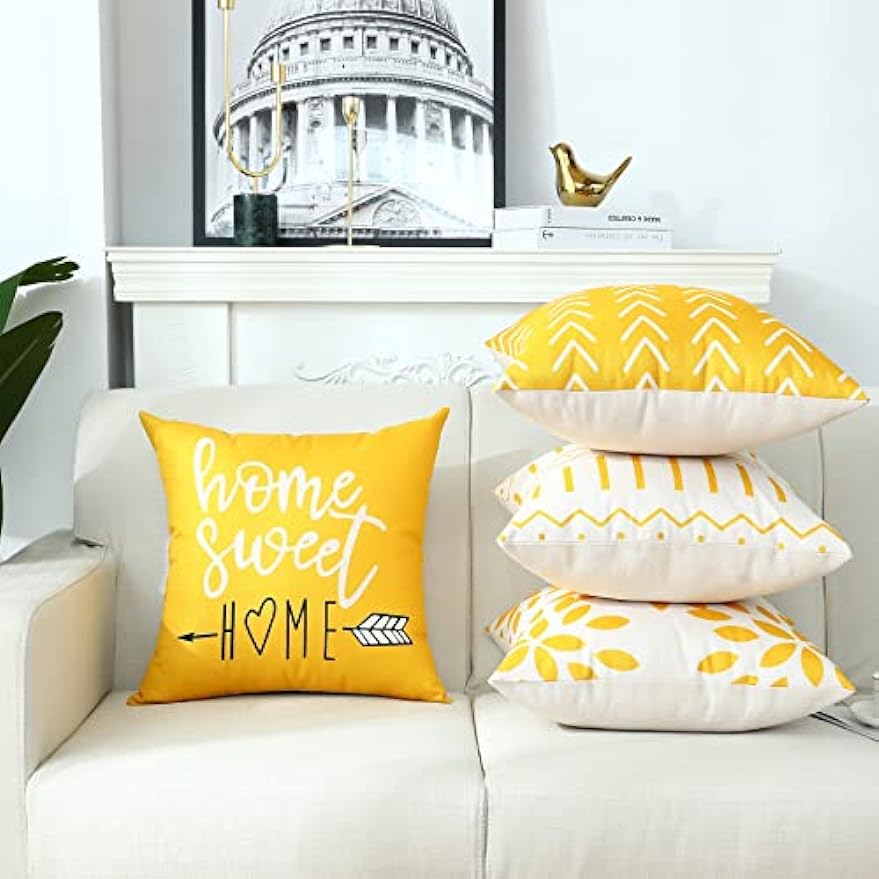 Cushion Cover 45x45 Cm Square Yellow Geometric Letters Modern Decorative Cushion Cover for Pillows Living Room Sofa Home Decor
