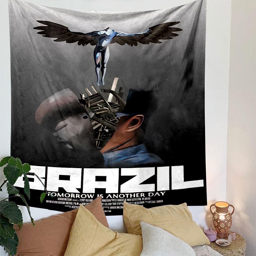 Brazil Movie Tapestry Wall Hanging, Terry Gilliam Dystopian Film Art, Surreal Retro Wall Decor for Bedroom Dorm