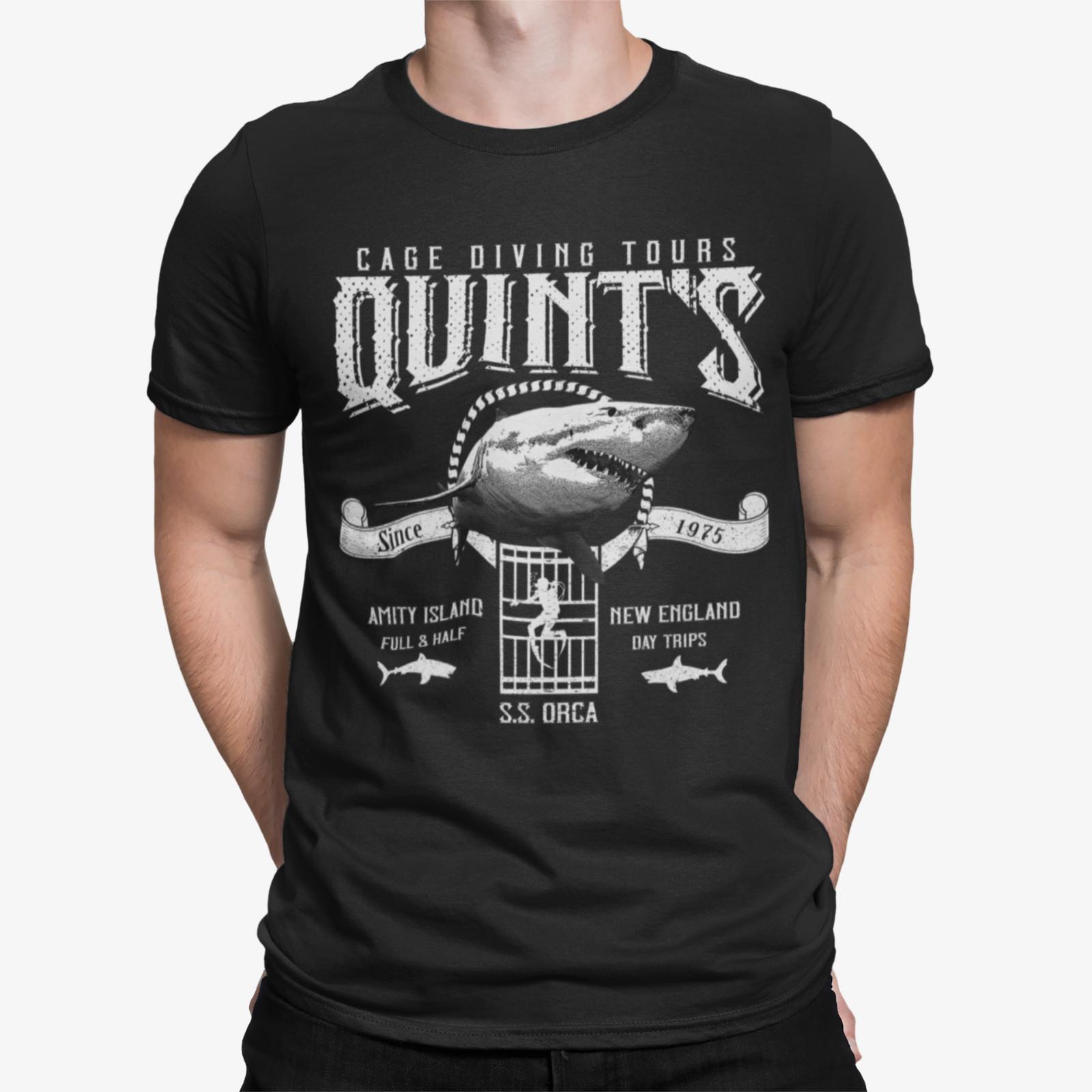 jaws quint shark film movie crime mens birthday horror t shirt 4XL