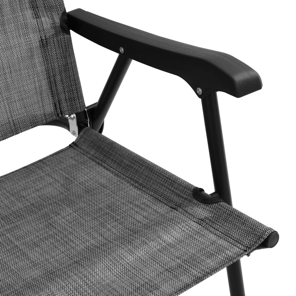 Foldable Garden Chairs 2 Pcs Grey Mottled Steel and Textilene