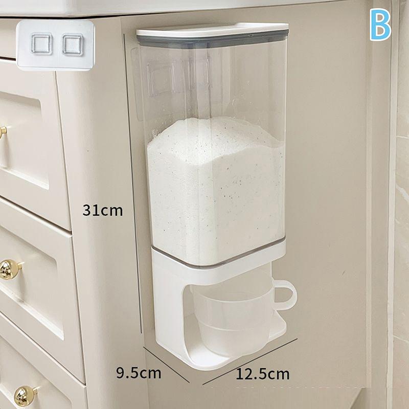 Transparent Wall-Mounted Dustproof Storage Jar With Cup Suitable For Storing Laundry Beads Fragrance Beads Washing Powder