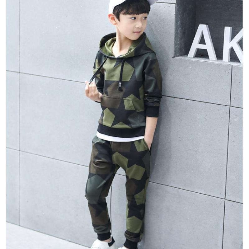 Kinder Kleidung Trainingsanzug Camouflage Kleidung Set Kinder Kostüm Hoodies Teen Jungen Tops Hosen Jungen Outfits