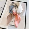 Women's Korean Style Retro Printed Imitation Silk Scarf for Professional and Casual Use