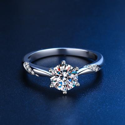 Imitation One-Carat Six-Claw Ring Female Classic Marriage Proposal Diamond Ring For Girlfriend