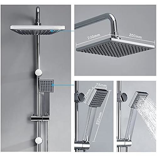 Colonne De Douche - JOHO - Ensemble En Acier Inoxydable - Pommeau 20x20 Cm - Anticalcaire - Réglable En Hauteur