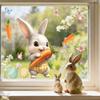 New Easter Flower Rabbit Sticker Self-Adhesive Waterproof Wall Stickers PVC Removable Wall Decal Window Decoration