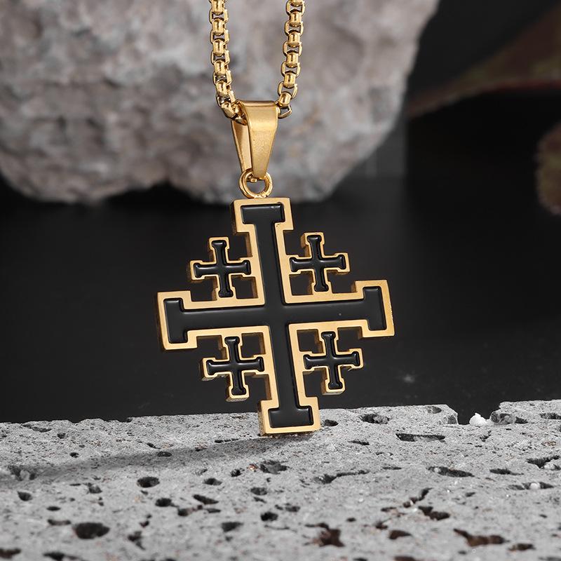 Religious Jewelry Men New Cross Necklace Stainless Steel Hip Hop Personalized Pendant