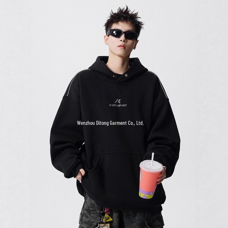 Unisex Retro Patchwork Hoodie - Autumn Trend, Loose Fit, Embroidered Design XXXL