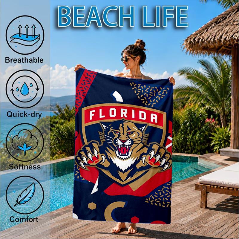 Panthers Team Spirit Beach Towel, Super Soft Microfiber, Perfect Gift for Her/Him, Birthday, for Pool, Beach, Travel, Decor Beach Party