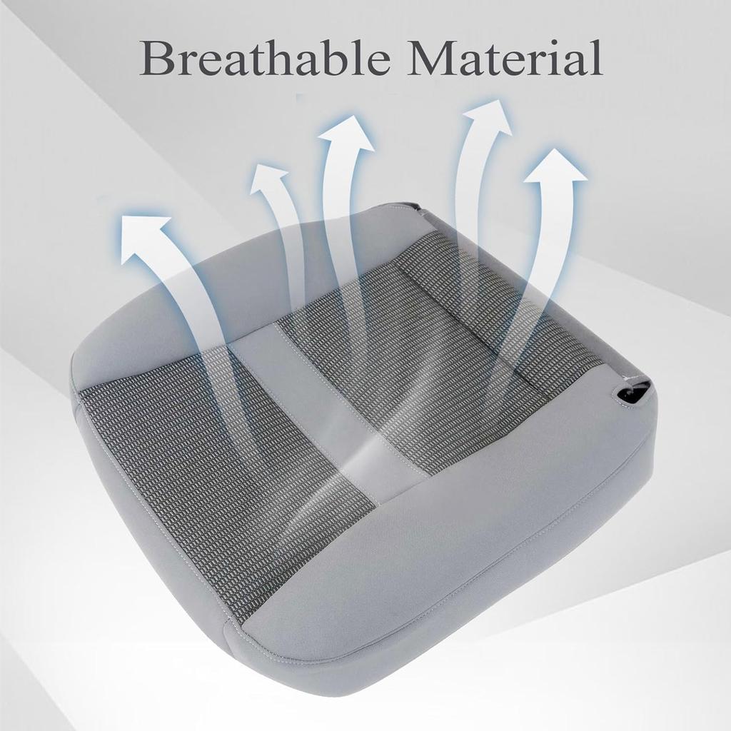 Front Driver Side Bottom Cloth Perforated Seat Cover Gray Compatible with Dodge Ram 2500 3500 2006 2007 2008 2009 2010