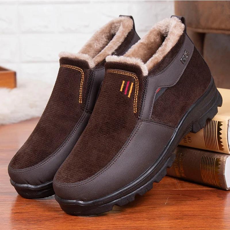 2025Winter Boots for Men Fashion Outdoor Casual Platform Boots Plush Warm Snow Boots High Top Cotton Shoes Men's Ankle Booties